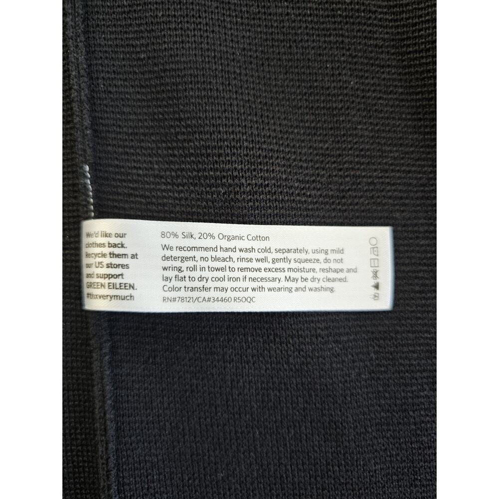 Eileen Fisher Silk Blend Open Front Ribbed Cardigan Women's Size S Black - Picture 9 of 9